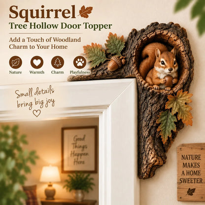 🎅🐿️Chipmunk Tree Hollow Door Topper | Woodland Animal Doorway Decor For Cozy Nature Homes