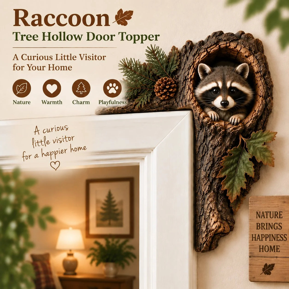 🎅🐿️Chipmunk Tree Hollow Door Topper | Woodland Animal Doorway Decor For Cozy Nature Homes