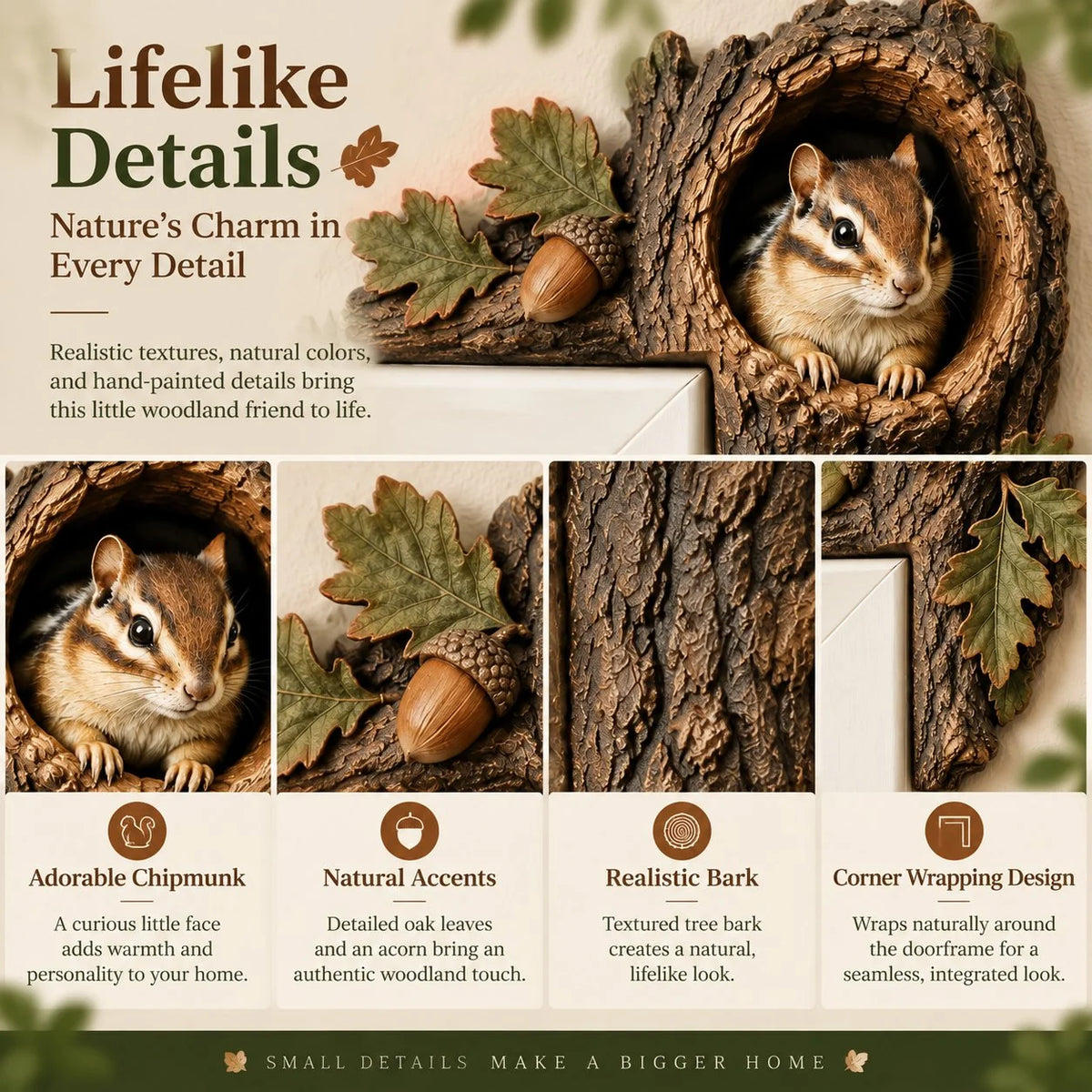 🎅🐿️Chipmunk Tree Hollow Door Topper | Woodland Animal Doorway Decor For Cozy Nature Homes