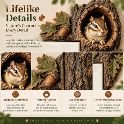 🎅🐿️Chipmunk Tree Hollow Door Topper | Woodland Animal Doorway Decor For Cozy Nature Homes