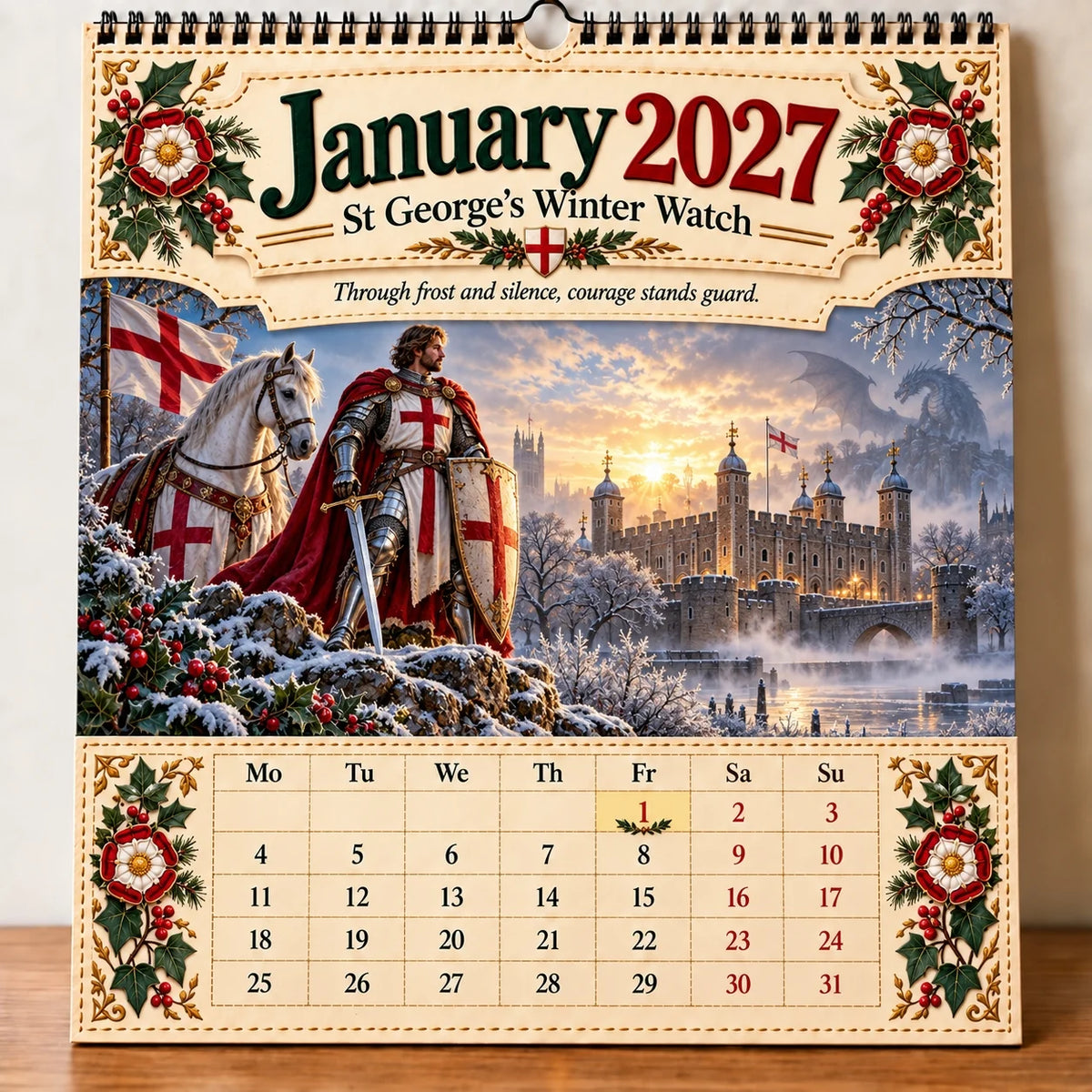 🗡️🐉 - 2027 England St George “faith, Courage & Protection” Wall Calendar