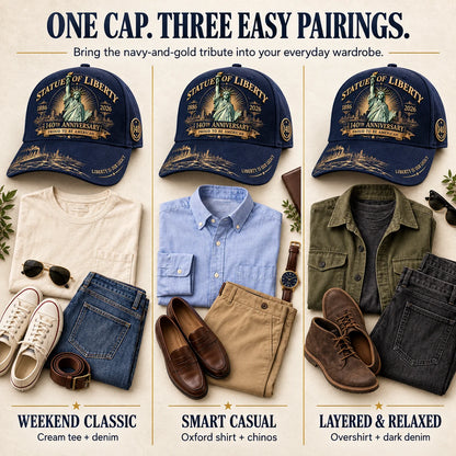 💝last Day 49% Off - 🗽 Statue Of Liberty 140th Anniversary 1886–2026 – Premium Embroidered Heritage Cap | Cotton-poly Blend • Detailed Embroidery • Adjustable Fit 🇺🇸
