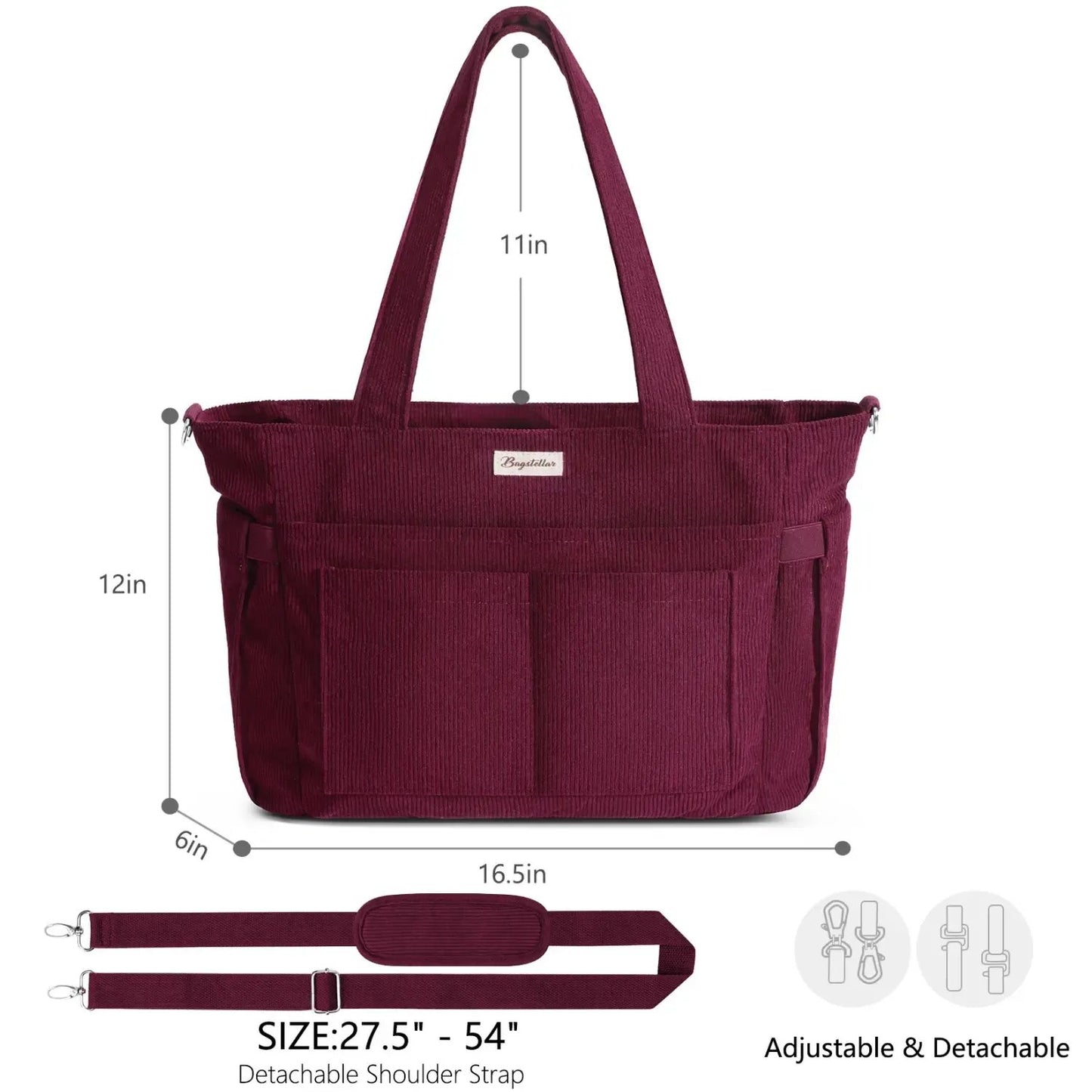 🎒Corduroy Tote Bag for Women, 15.6 inch Laptop Work Bags with Large Cup Holder