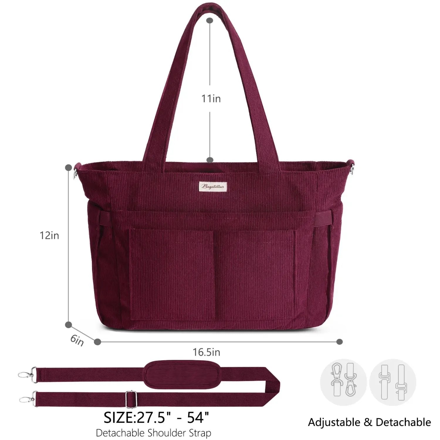 🎒Corduroy Tote Bag for Women, 15.6 inch Laptop Work Bags with Large Cup Holder