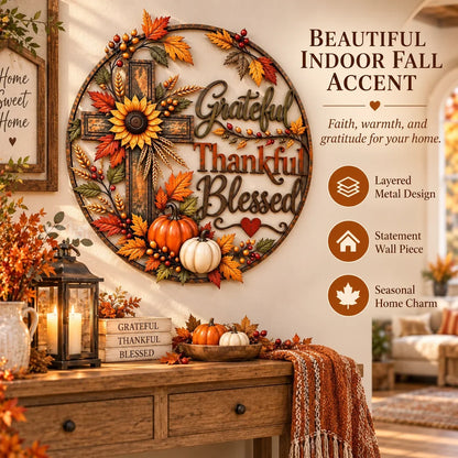 🍂 Grateful • Thankful • Blessed Fall Faith Wall Decor ✝️🌻