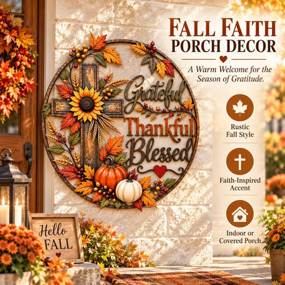 🍂 Grateful • Thankful • Blessed Fall Faith Wall Decor ✝️🌻