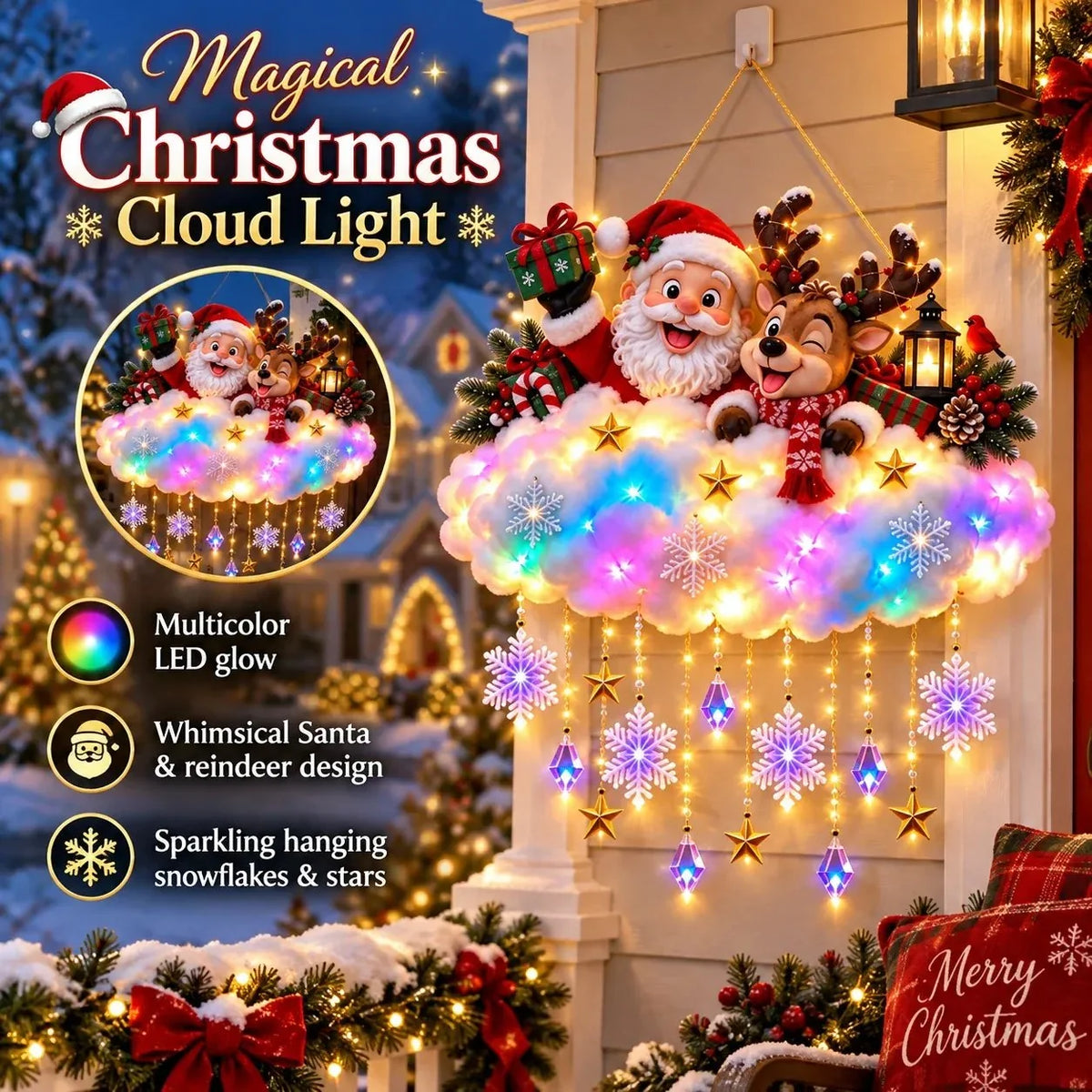 Magical Christmas Glow Cloud Wall Hanging