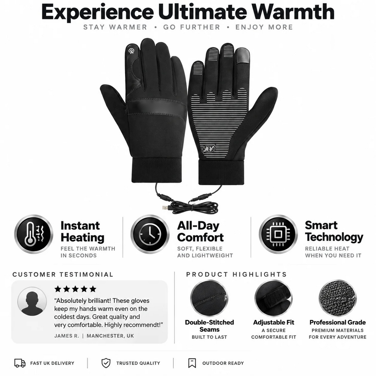Winter Outdoor Warm Electric Heated Gloves