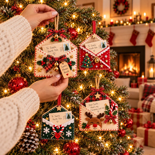 🎄Letters To Santa Christmas Envelope Ornaments – Festive Holiday Wish List Decorations💌