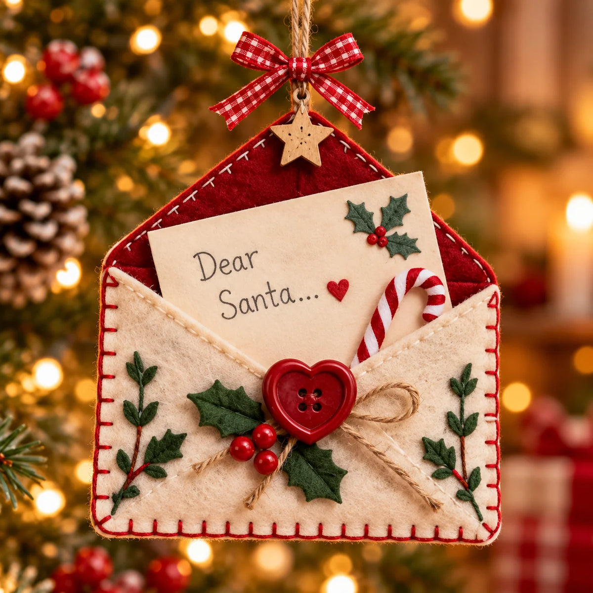 🎄Letters To Santa Christmas Envelope Ornaments – Festive Holiday Wish List Decorations💌