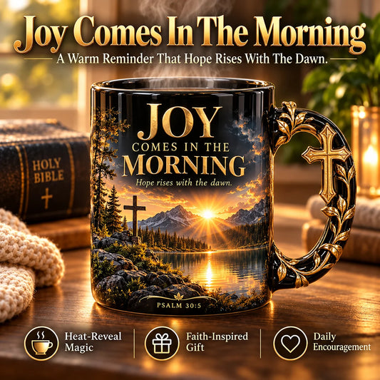 ✨✝️Joy Comes in the Morning Heat-Reveal Ceramic Faith Mug🙏Inspirational Christian Coffee Cup