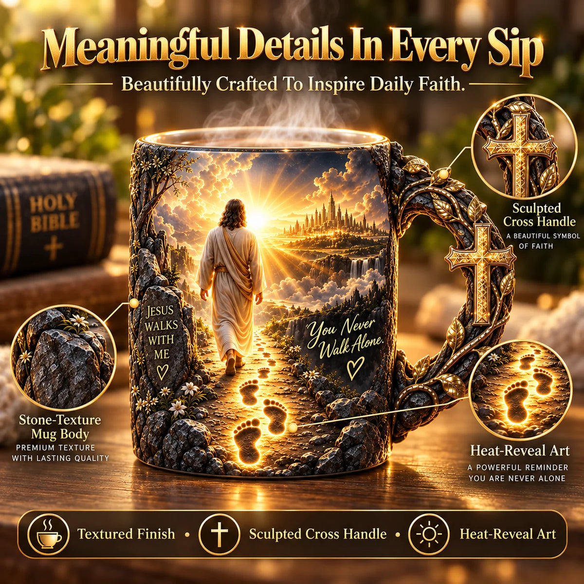 ☀️✝️Joy Comes in the Morning Heat-Reveal Ceramic Faith Mug🙏Inspirational Christian Coffee Cup