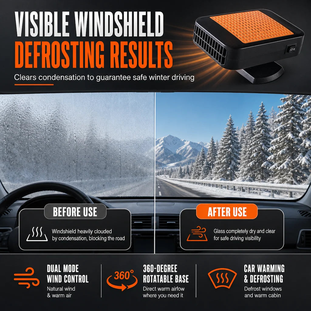 💥🚗 Rotatable 12v Car Defroster & Defogger Fan