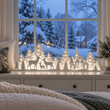 Free Shipping🦌 LED Christmas Deer & Village Window Decor | 2-Piece Lighted Scene