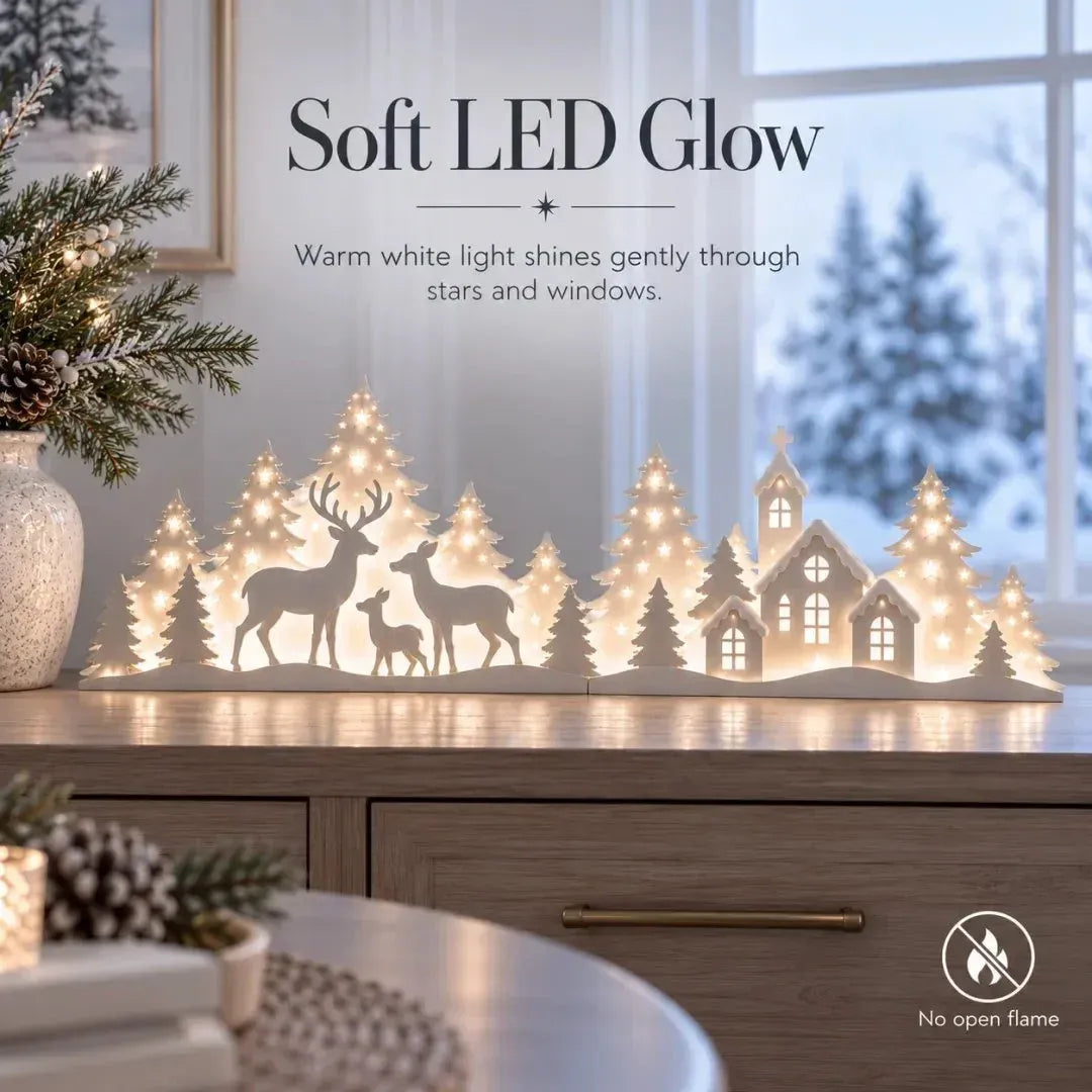 Free Shipping🦌 LED Christmas Deer & Village Window Decor | 2-Piece Lighted Scene