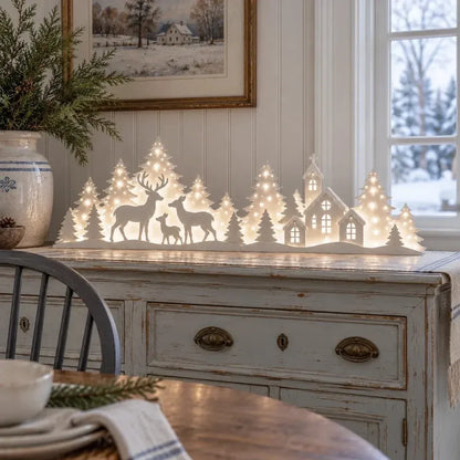 Free Shipping🦌 LED Christmas Deer & Village Window Decor | 2-Piece Lighted Scene