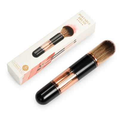 Portable Retractable Makeup Brush Set Multifunctional Travel Cosmetic Tool With Powder Blush And Silicone Lip Brush