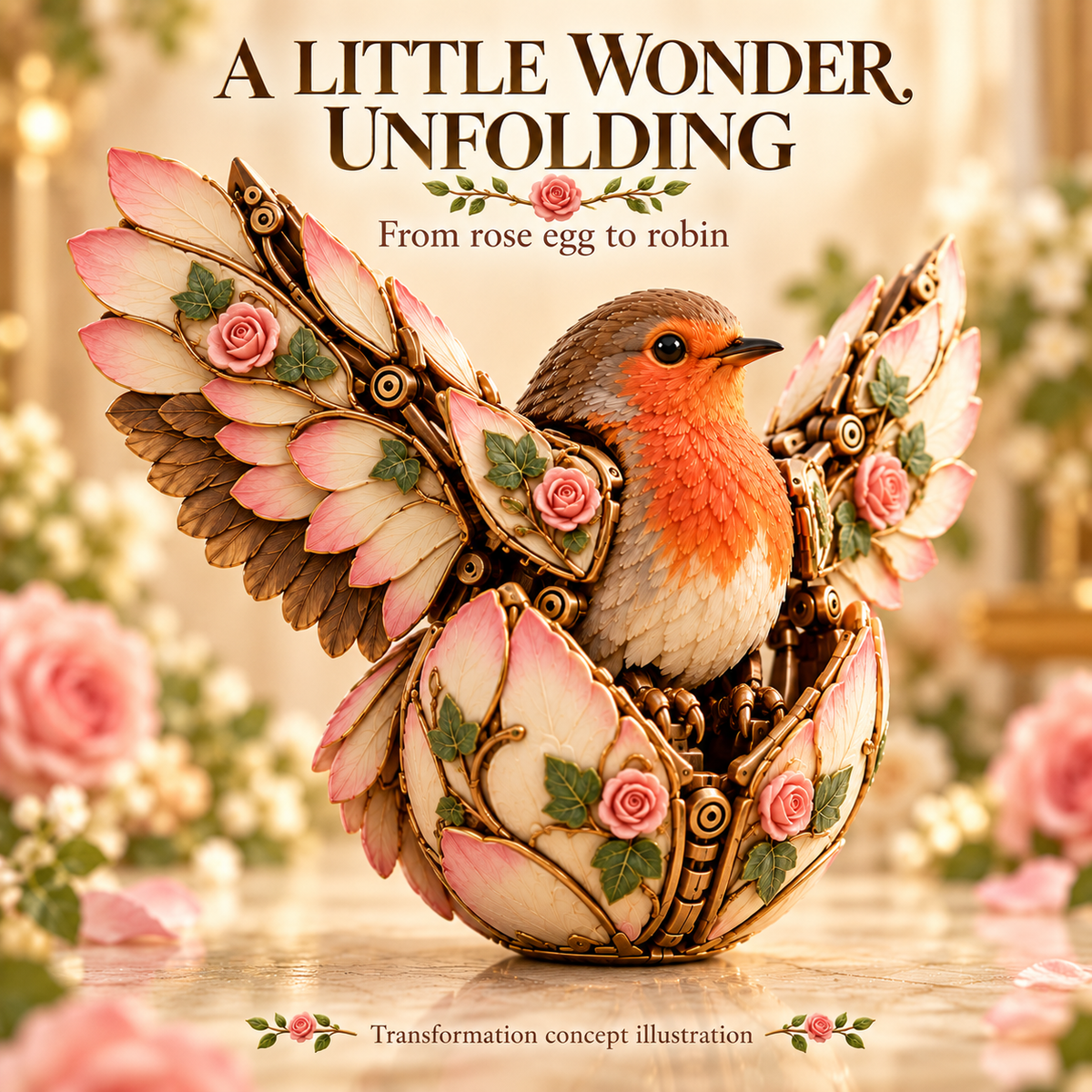 🐦 Rosewing Robin – 2-in-1 Rose Egg to Mechanical Bird Transforming Figure🌹