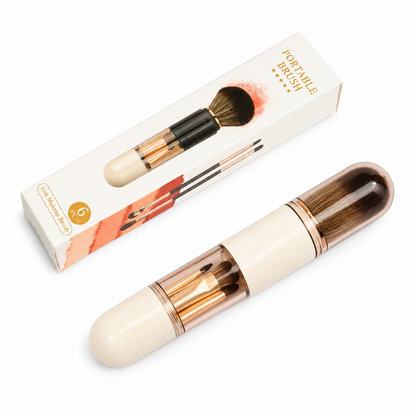 Portable Retractable Makeup Brush Set Multifunctional Travel Cosmetic Tool With Powder Blush And Silicone Lip Brush