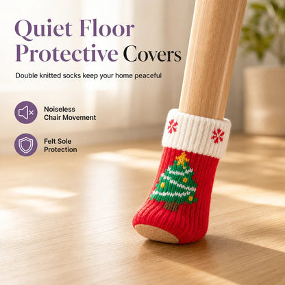 ⏰Christmas Knitted Chair Leg Covers | Non-Slip Thick Felt Floor Protector Socks, 4pcs Set