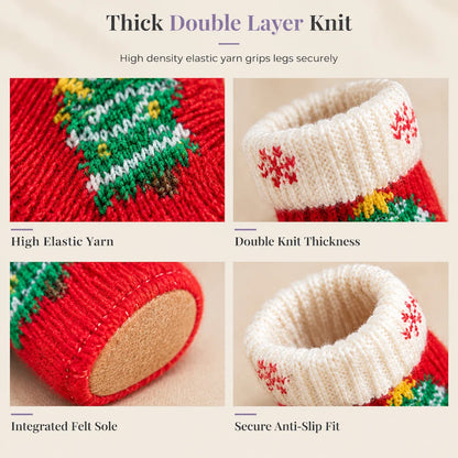⏰Christmas Knitted Chair Leg Covers | Non-Slip Thick Felt Floor Protector Socks, 4pcs Set