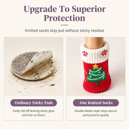 ⏰Christmas Knitted Chair Leg Covers | Non-Slip Thick Felt Floor Protector Socks, 4pcs Set