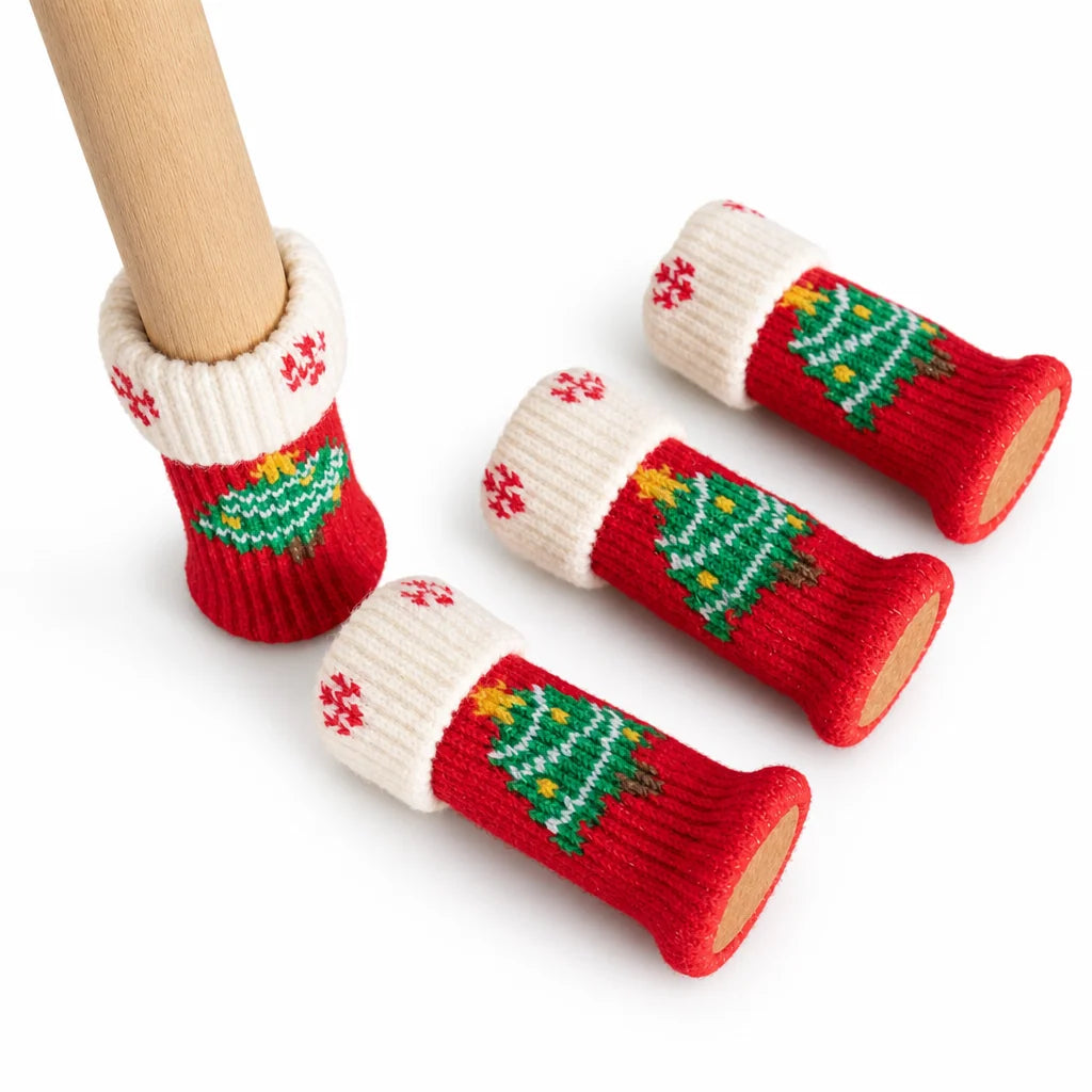⏰Christmas Knitted Chair Leg Covers | Non-Slip Thick Felt Floor Protector Socks, 4pcs Set