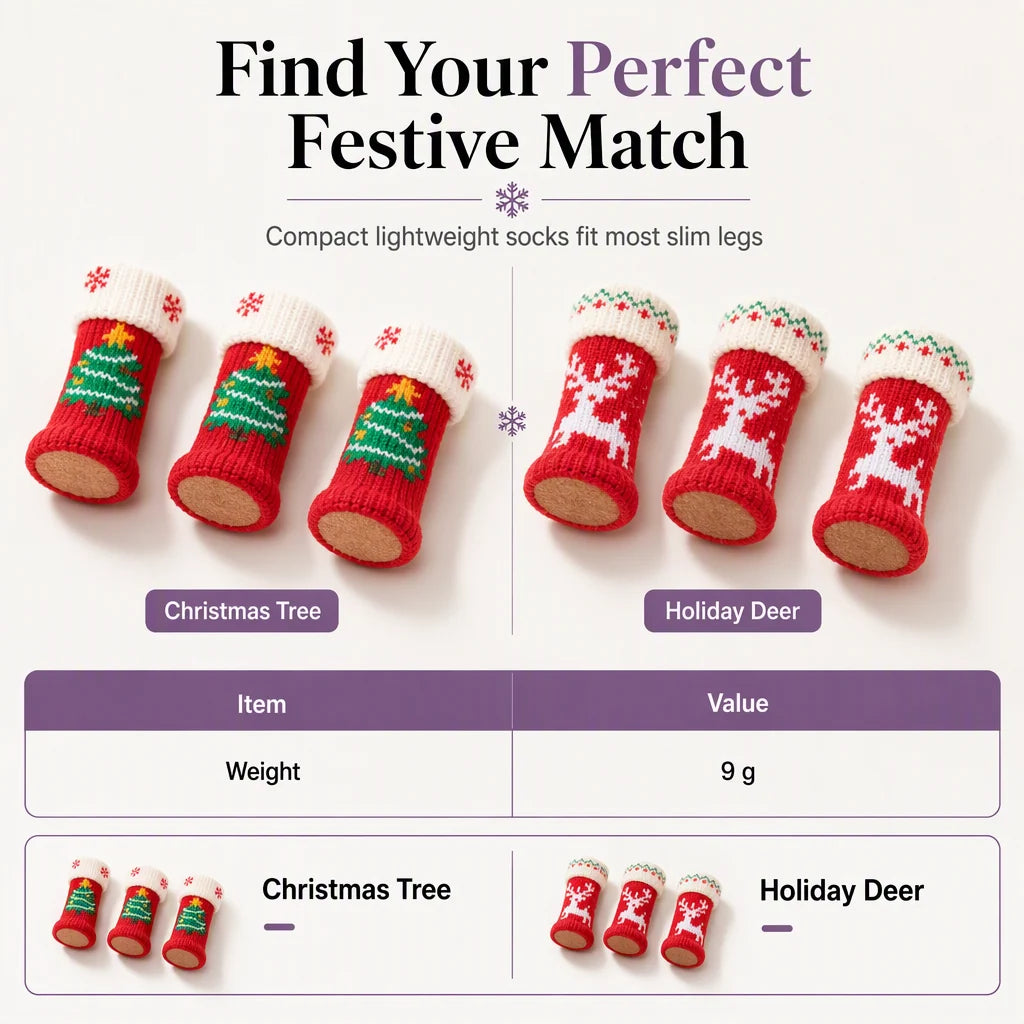 ⏰Christmas Knitted Chair Leg Covers | Non-Slip Thick Felt Floor Protector Socks, 4pcs Set