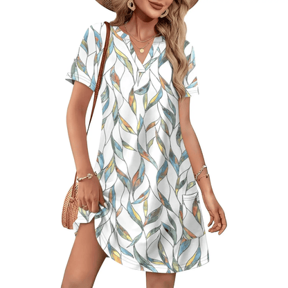 🔥 Women 2026 Casual Summer V Neck  Dress Short Sleeve Fashion Beach Vacation Clothes