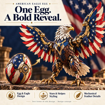 🍀last Day 49% Off -🦅 American Eagle Transforming Egg – Stars & Stripes Mechanical Figure With Bold Wing Details