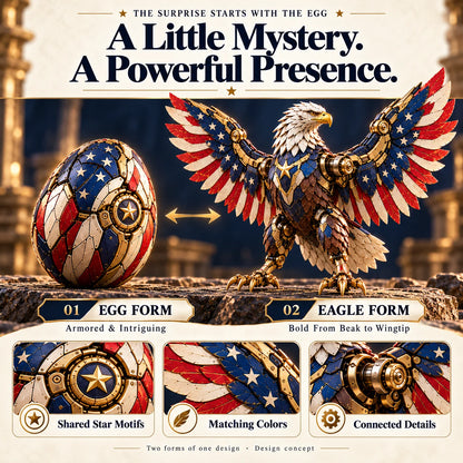 🍀last Day 49% Off -🦅 American Eagle Transforming Egg – Stars & Stripes Mechanical Figure With Bold Wing Details