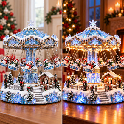 🎄 🐧 Penguin Winter Swing Carnival – Light-up Rotating Christmas Decoration ❄️✨