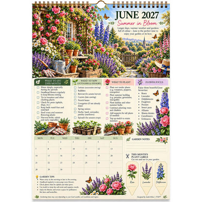 2027 Four Seasons Gardening Calendar & Monthly Planner – A4 Wall Calendar with Planting Guide, Garden Tasks & Plant Labels|DAILYARDPLUS™