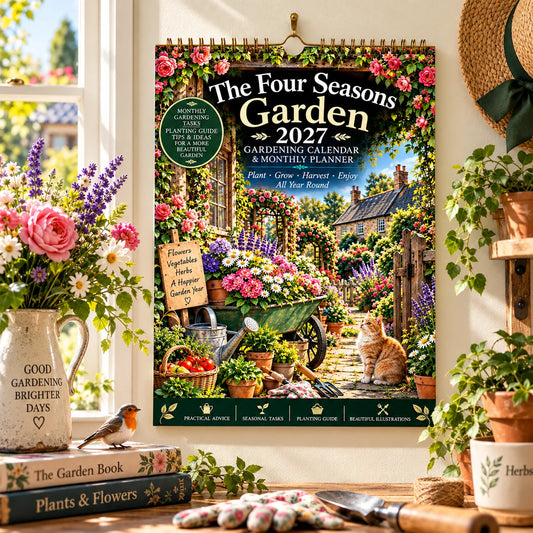 🌸2027 Four Seasons Gardening Calendar & Monthly Planner – A4 Wall Calendar with Planting Guide, Garden Tasks & Plant Labels