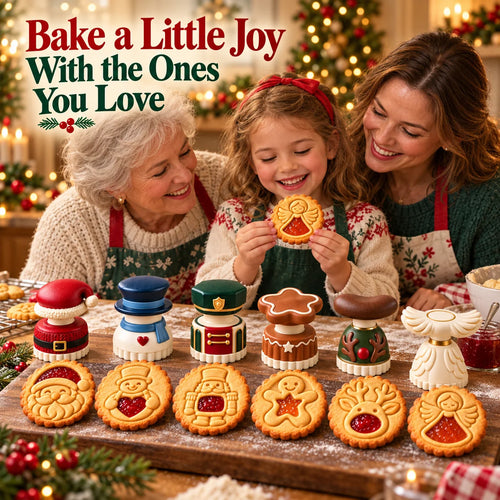💕Christmas Jam Cookie Press – Festive Character Handles & Embossed Designs