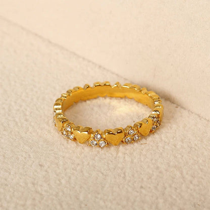 ⏰ Women's Elegant Heart Eternity Ring – Micro-Paved Zircons, Stainless Steel, Stackable ✨