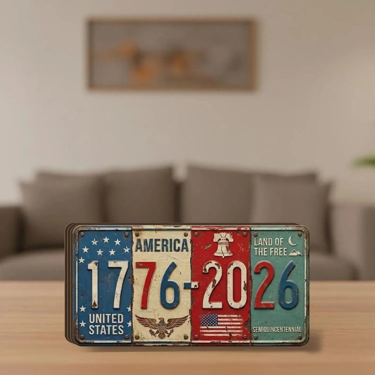 🔥USA Anniversary Block Sign | Rustic License Plate Art 1776-2026 Semiquincentennial Decor
