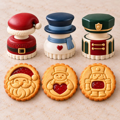 💕Christmas Jam Cookie Press – Festive Character Handles & Embossed Designs