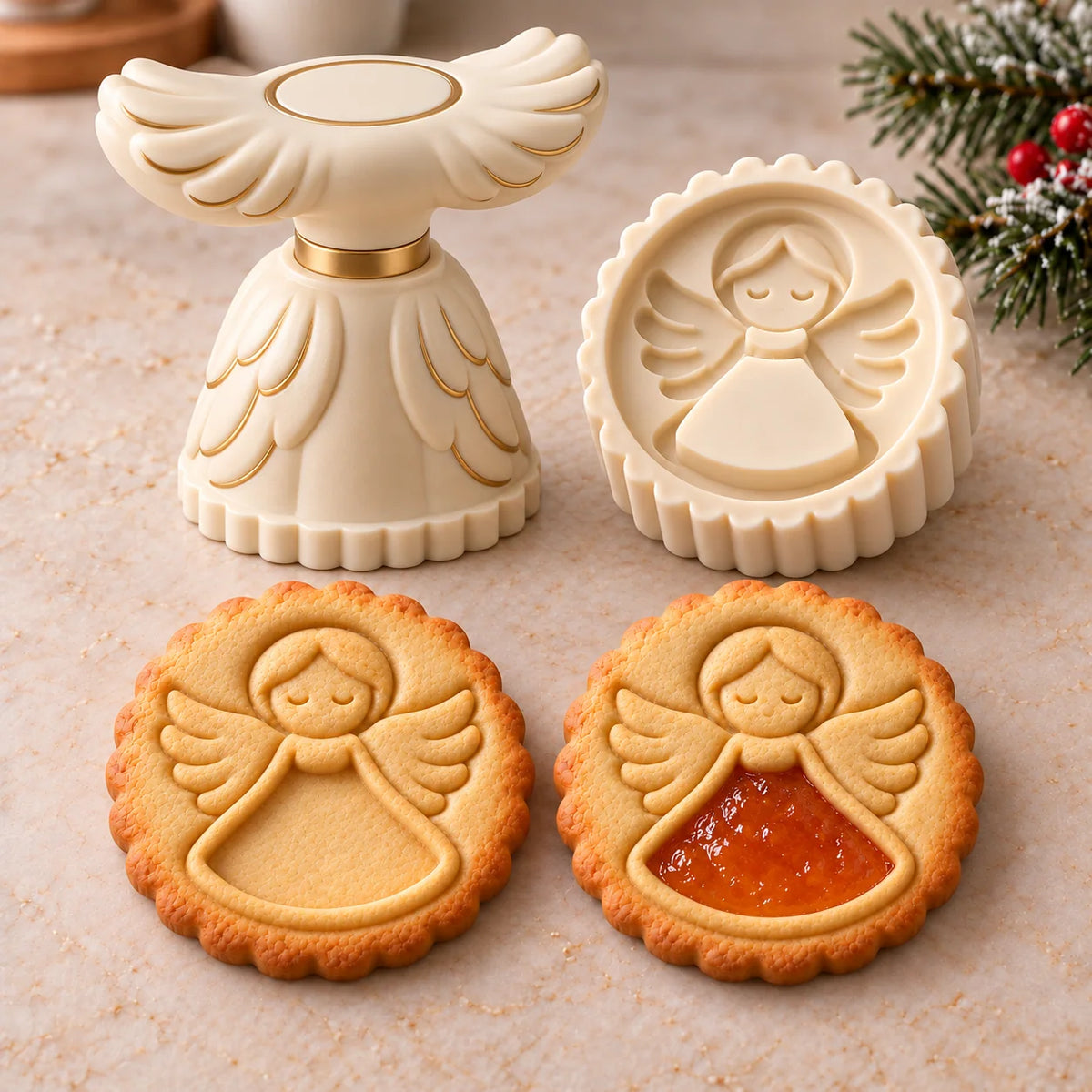 💕Christmas Jam Cookie Press – Festive Character Handles & Embossed Designs