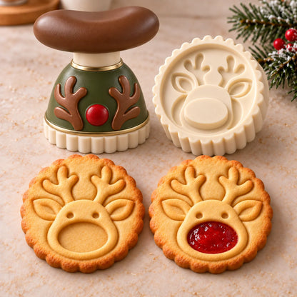 💕Christmas Jam Cookie Press – Festive Character Handles & Embossed Designs