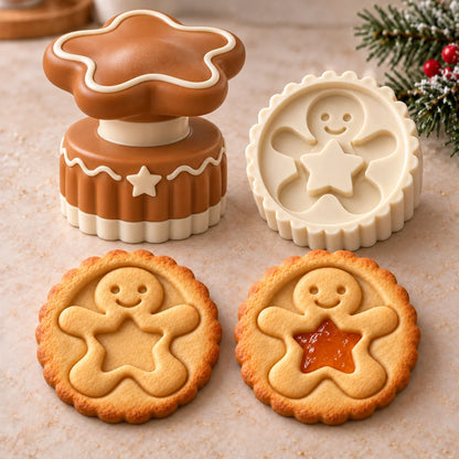 💕Christmas Jam Cookie Press – Festive Character Handles & Embossed Designs