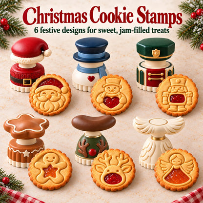 💕Christmas Jam Cookie Press – Festive Character Handles & Embossed Designs