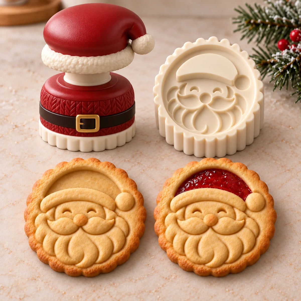 💕Christmas Jam Cookie Press – Festive Character Handles & Embossed Designs