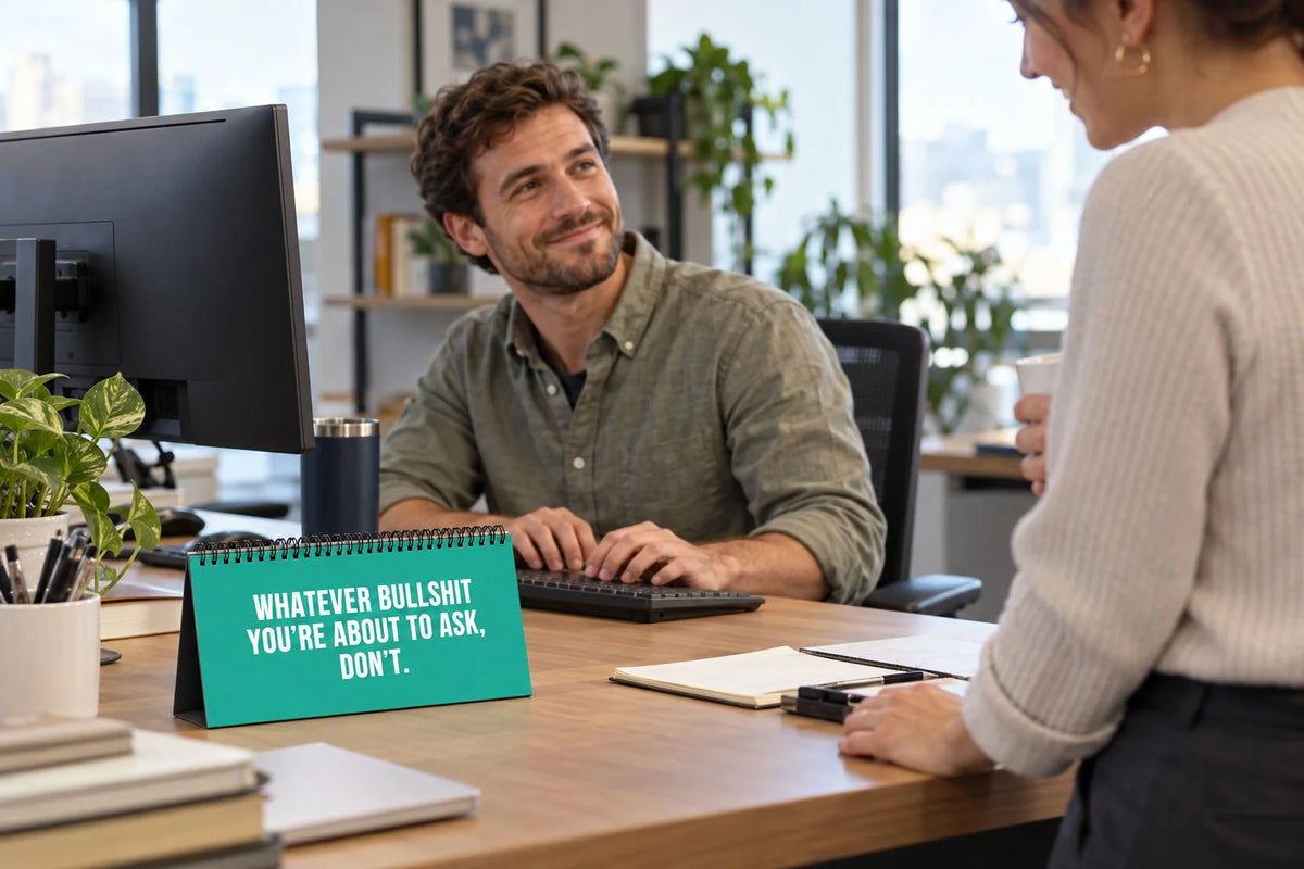 ✨NOT TODAY! Unfiltered Desk Status Flip Sign — 12 Messages