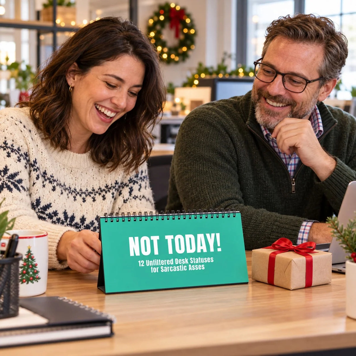 ✨NOT TODAY! Unfiltered Desk Status Flip Sign — 12 Messages