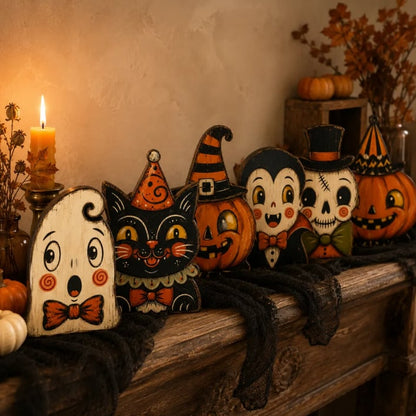 Vintage Halloween Wooden Character Tabletop Decor