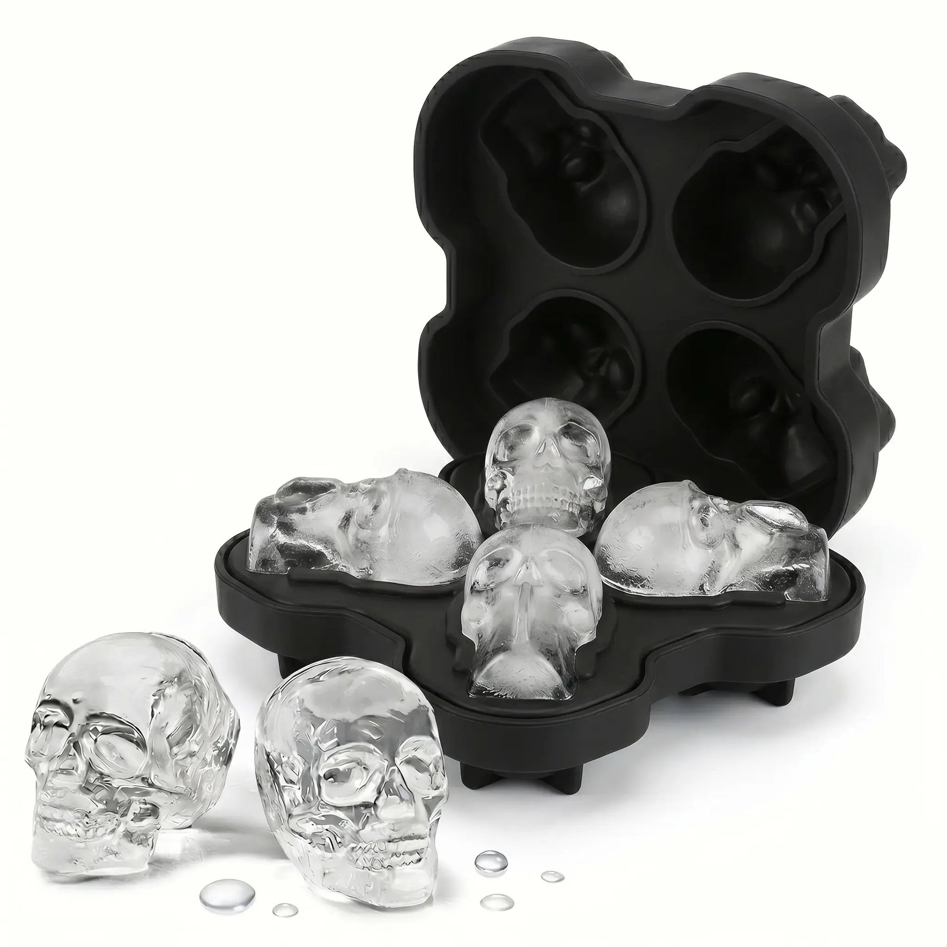 💀Skull Frozen Cubes Molds Silicone Tray, BPA Free Halloween Skull Shaped Ice Maker for Whiskey, Cocktails, Soda & Party Drinks