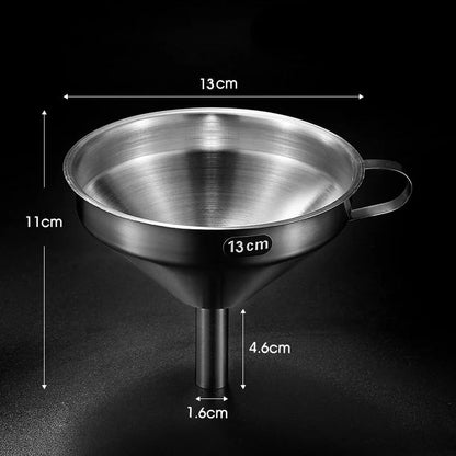 🔥Hot Sale 304 Stainless Steel Funnel with Filter Mesh – Kitchen Food Grade Metal Funnel for Oil, Alcohol, Jam & Spice Filling 🥄