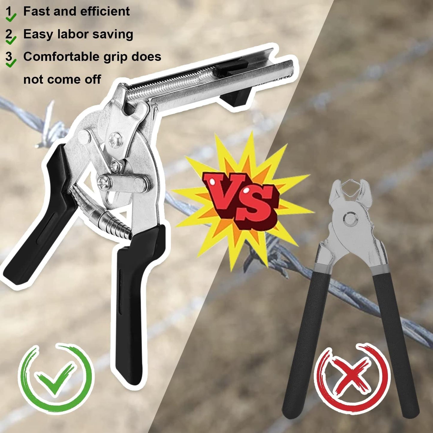 M-Type Hog Ring Pliers Kit – Semi-Automatic Spring-Loaded Fence & Cage Repair Tool