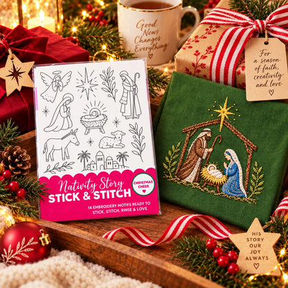 🎄Christmas Stick & Stitch Embroidery Pattern Pack – 5 Sheets / 70 Wash-Away Embroidery Motifs🧵